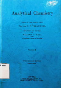 Image of ANALYTICAL CHEMISTRY VOLUME II