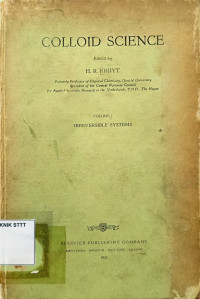 Image of COLLOID SCIENCE VOL 1: IRREVERSIBLE SYSTEMS
