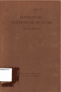 Image of ELEMENTARY STATISTICAL ANALYSIS