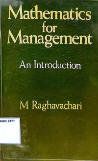 Image of MATHEMATICS FOR MANAGEMENT AN INTRODUCTION